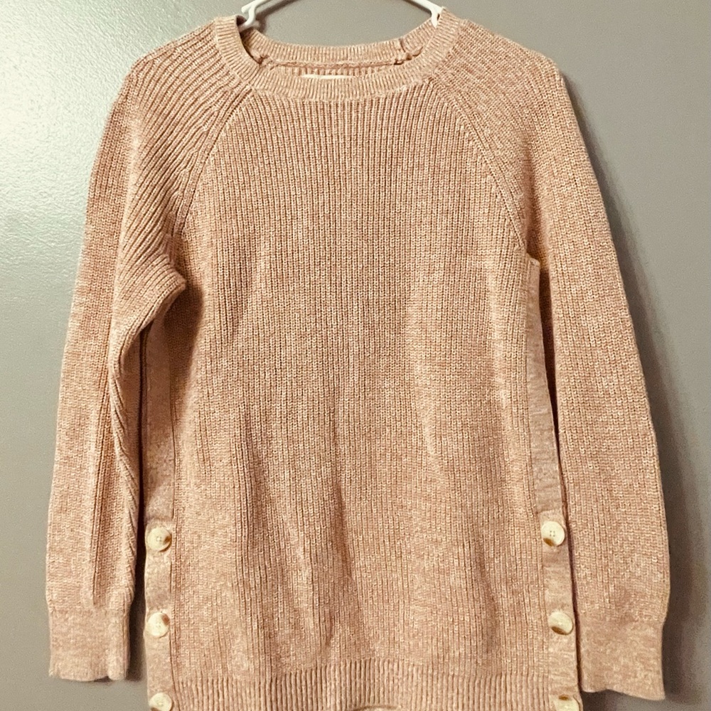LOFT Pastel Pink Sweater with Button Details